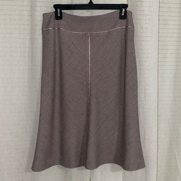 Ann Taylor 8 Burgundy Mauve Pink Wool Blend Satin Trim Fitted A-Line Skirt - Picture 1 of 10